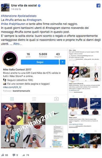 truffa instagram